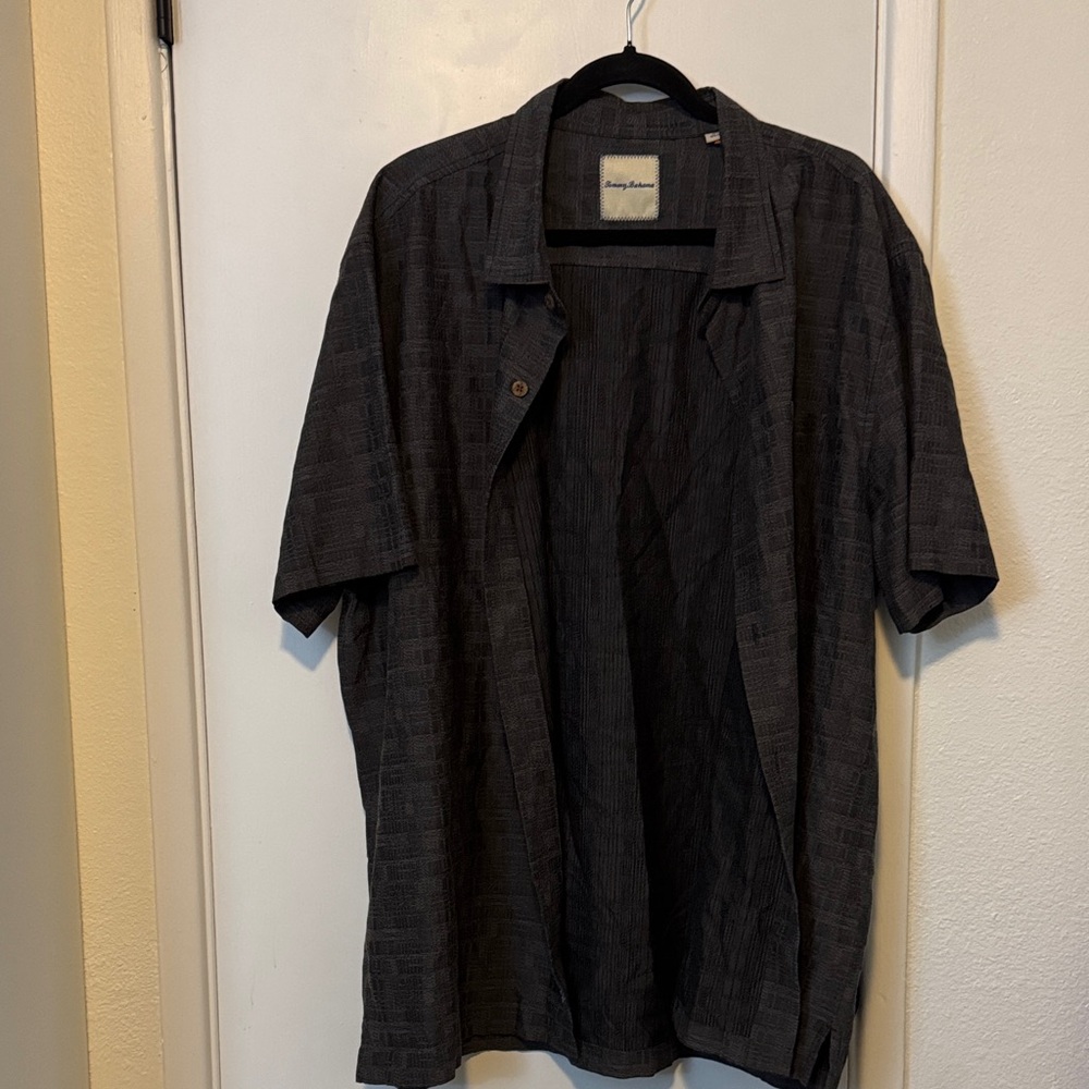 Tommy Bahama Short Sleeve Dark Charcoal Button-Up Shirt